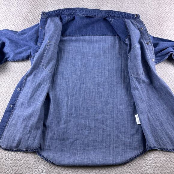Mavi Unisex Denim Snap Shirt “John” Blue Long Sleeve Size Large- Long‎ Sleeve - Picture 10 of 14